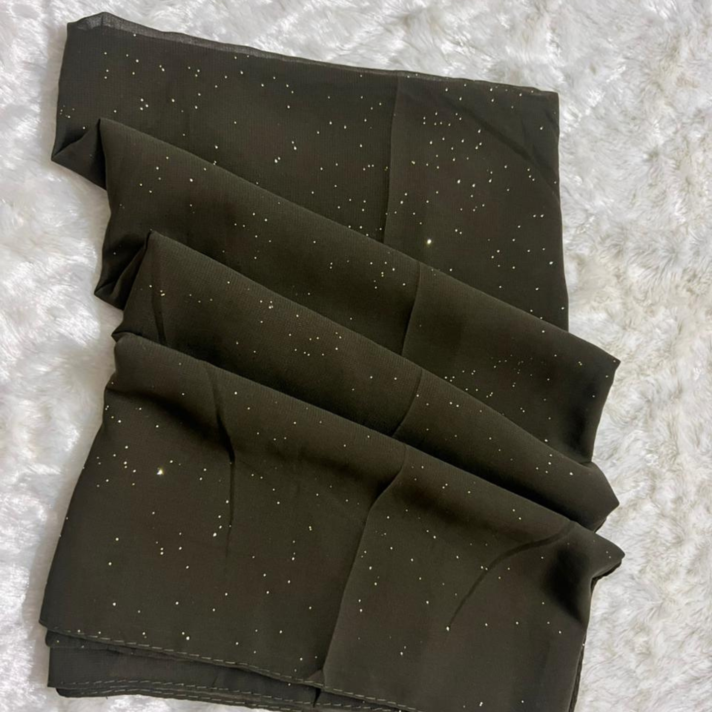 Glitter Chiffon Hijab – Dark Olive Green
