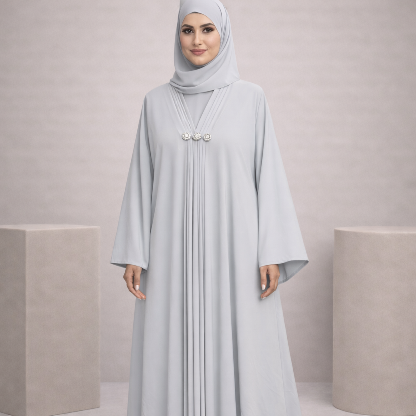 Dubai Style Abaya - Dove Grey