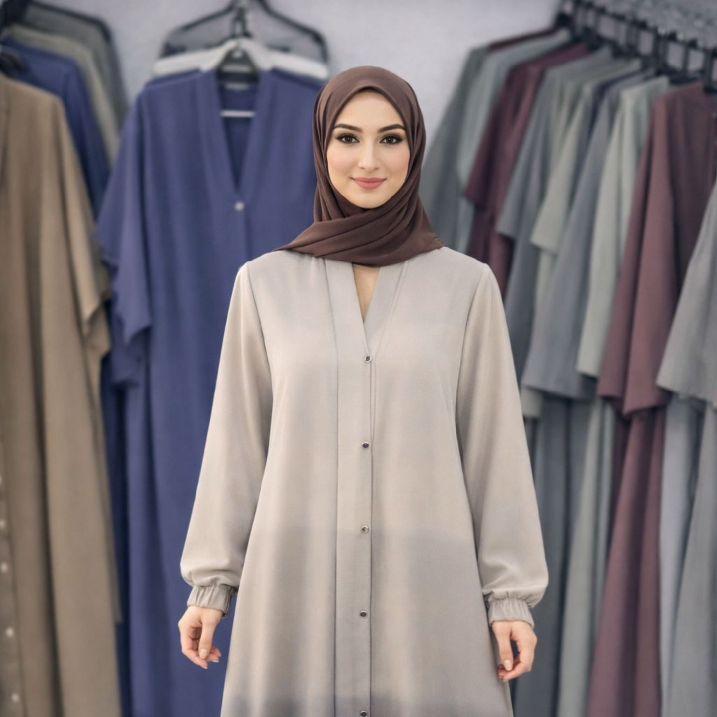 Tie and Die Abaya - Gray Shade