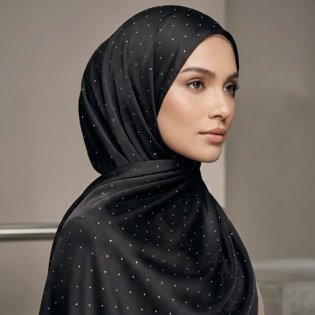 Silk Stone Hijab - Black