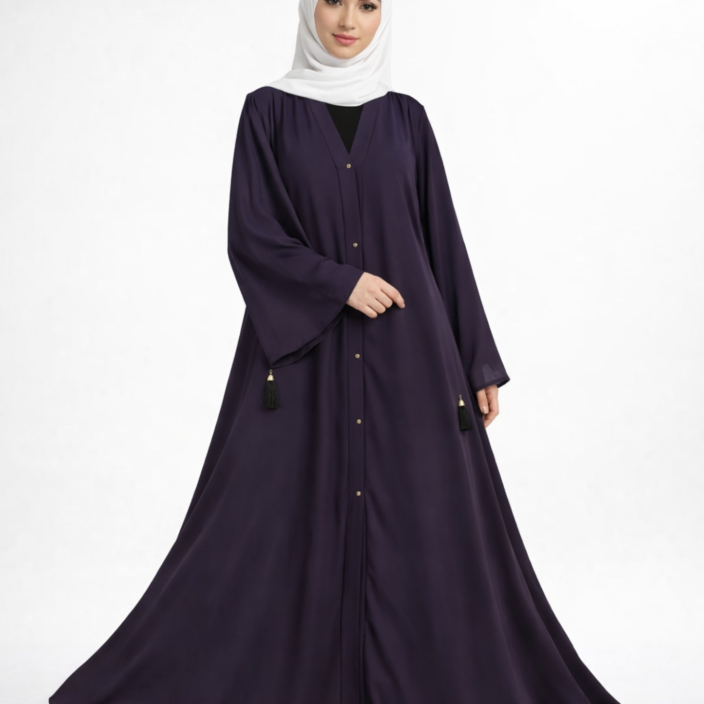 Big Flare Plain Abaya - Purple