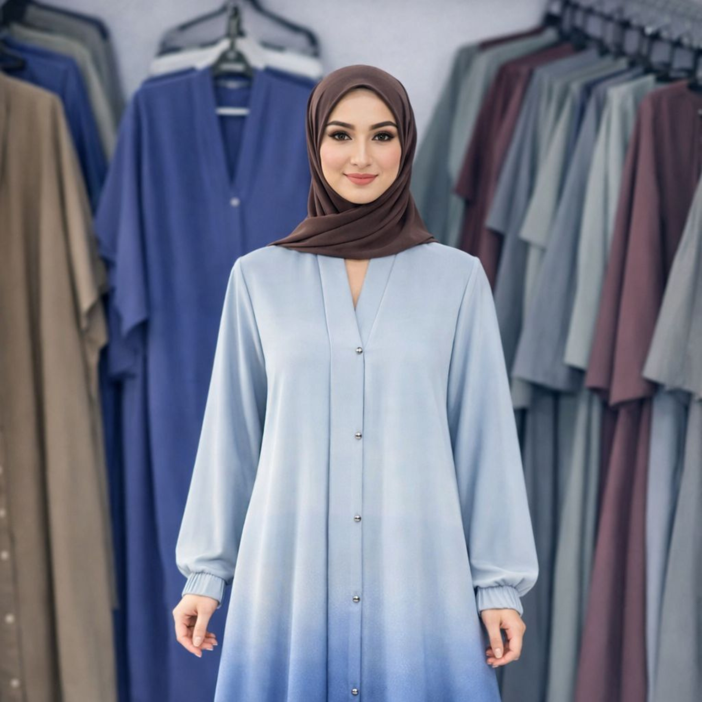 Tie and Die Abaya - Blue Shade