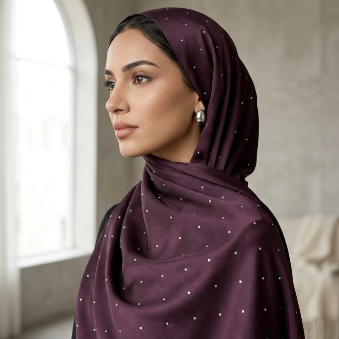 Silk Stone Hijab - Dark Plum