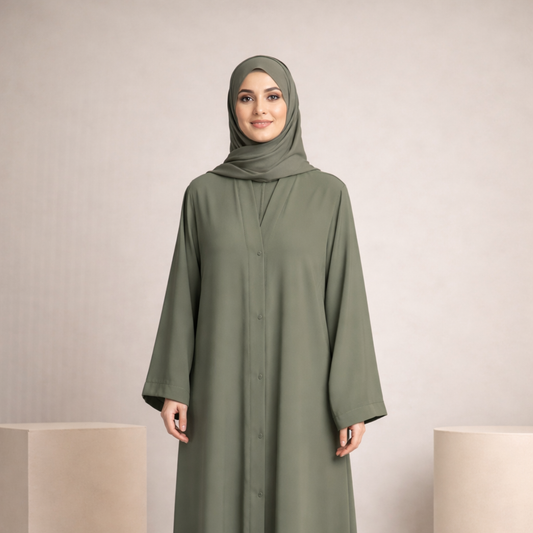 Plain Abaya - Olive Green