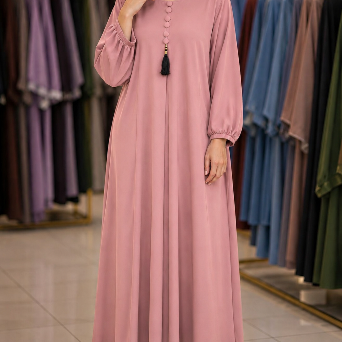 Maxi tasal Abaya - Pink