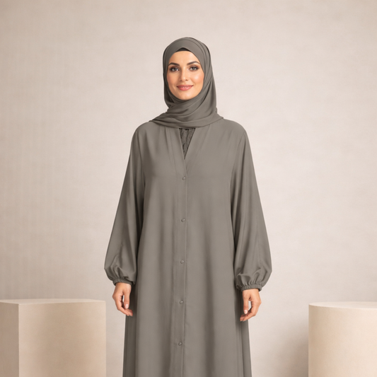 Plain Abaya - Natural Grey