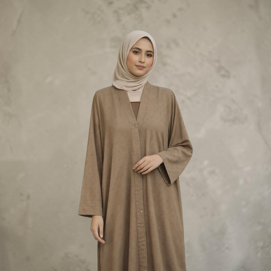 Print Abaya - kahki