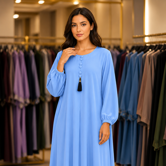 Maxi tasal Abaya - Steel Blue