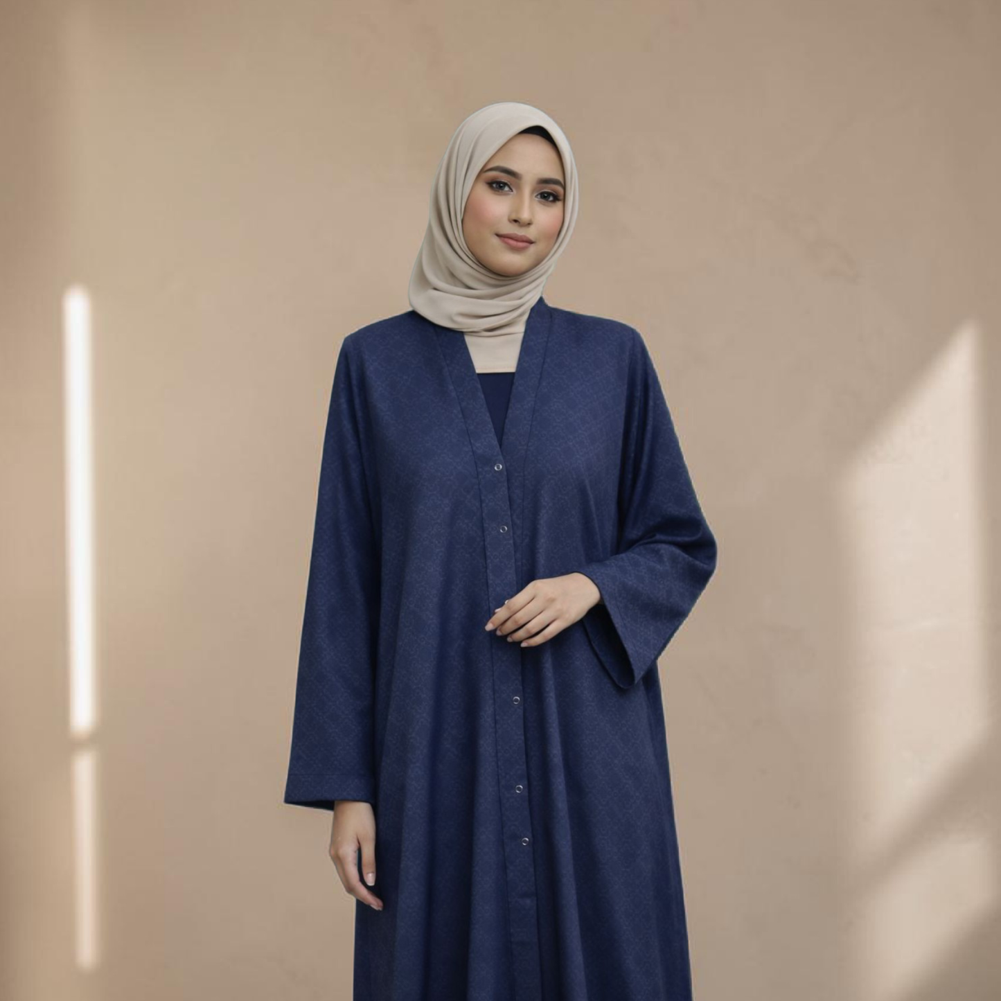 Print Abaya - Dark Blue