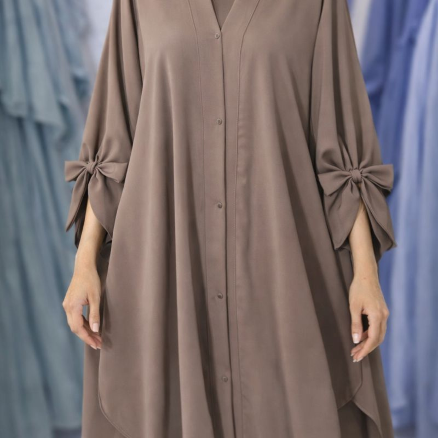 Tie Abaya - Mauve Gray