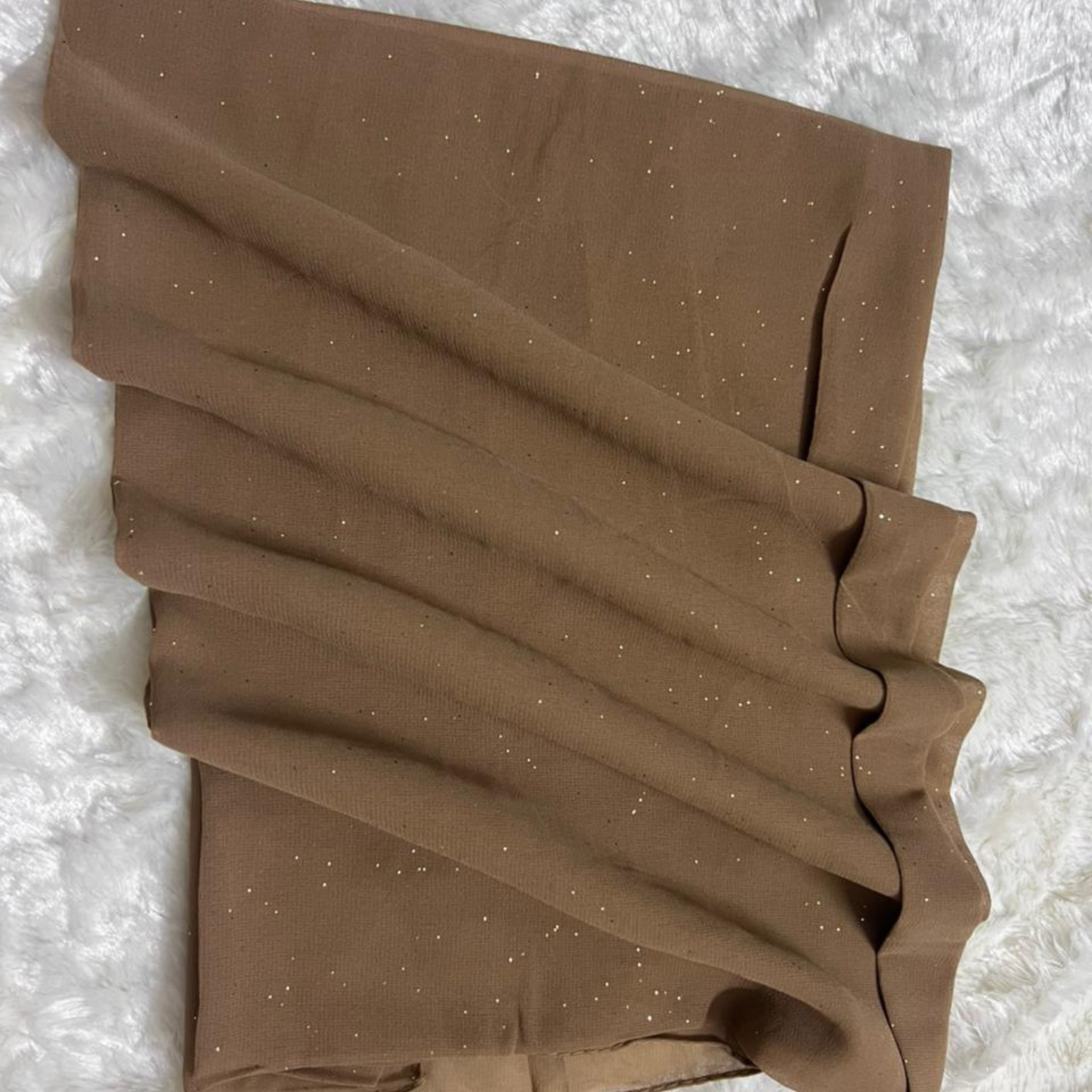 Glitter Chiffon Hijab – Light Brown