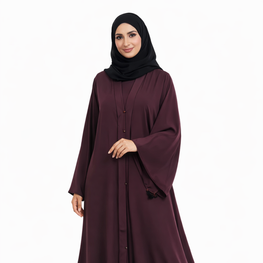 Big Flare Plain Abaya - Mehroon