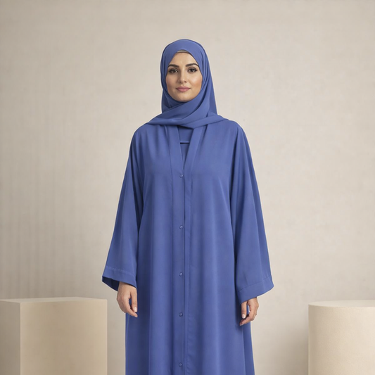 Plain Abaya - Steel Blue