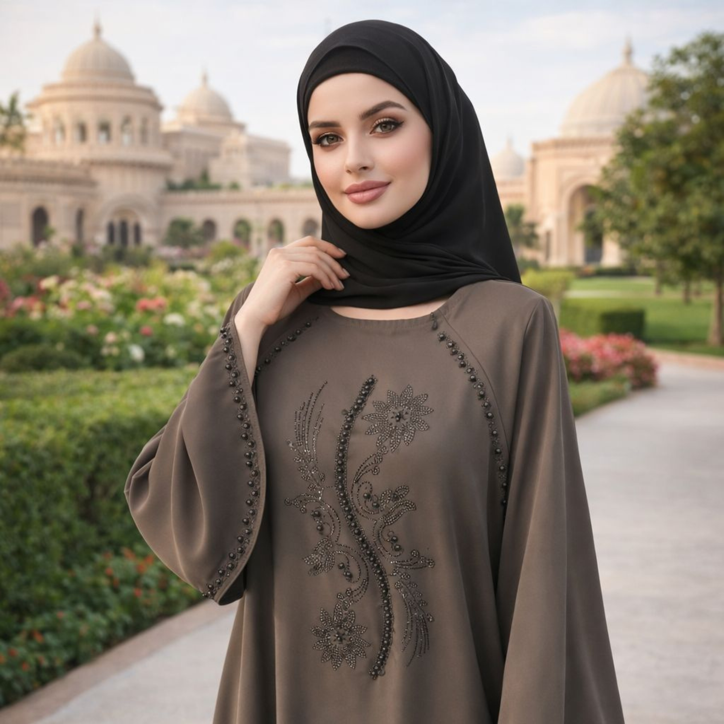Chill design abaya - Coffee Brown