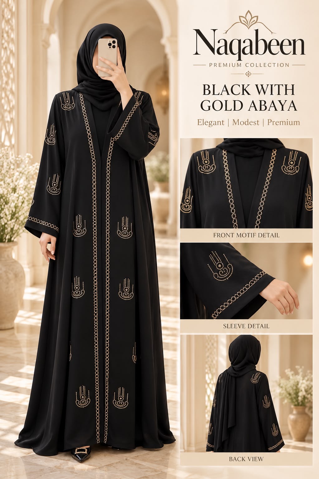 Black with Gold Abaya
