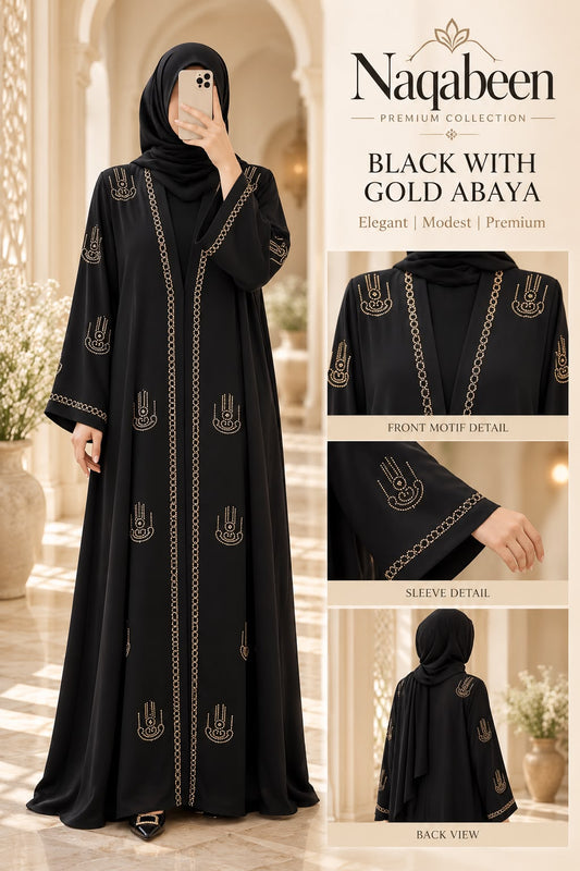 Black with Gold Abaya