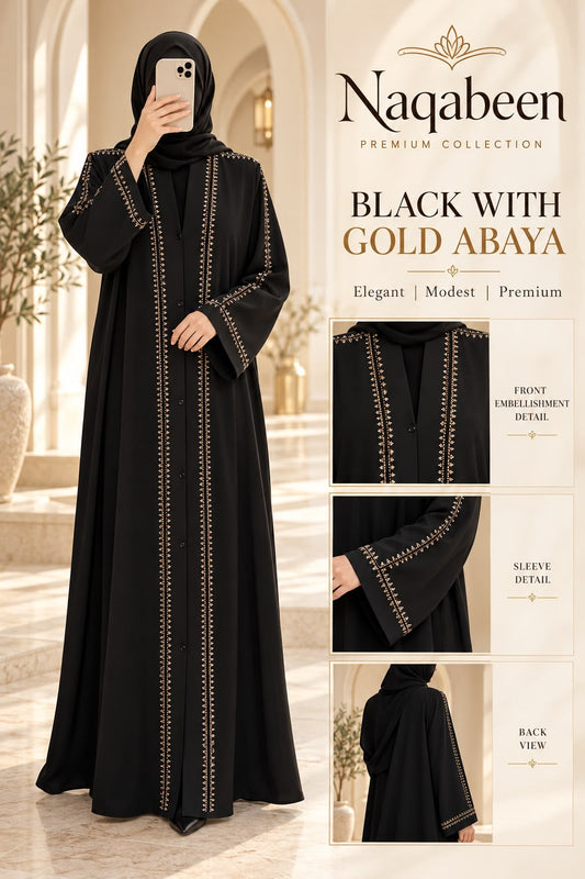 Black with Gold Abaya