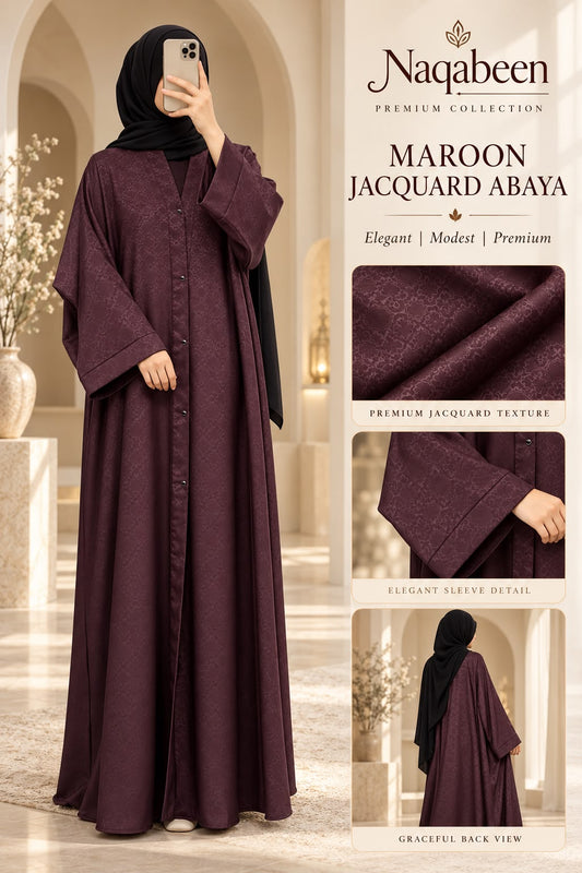 Maroon Jacquard Abaya