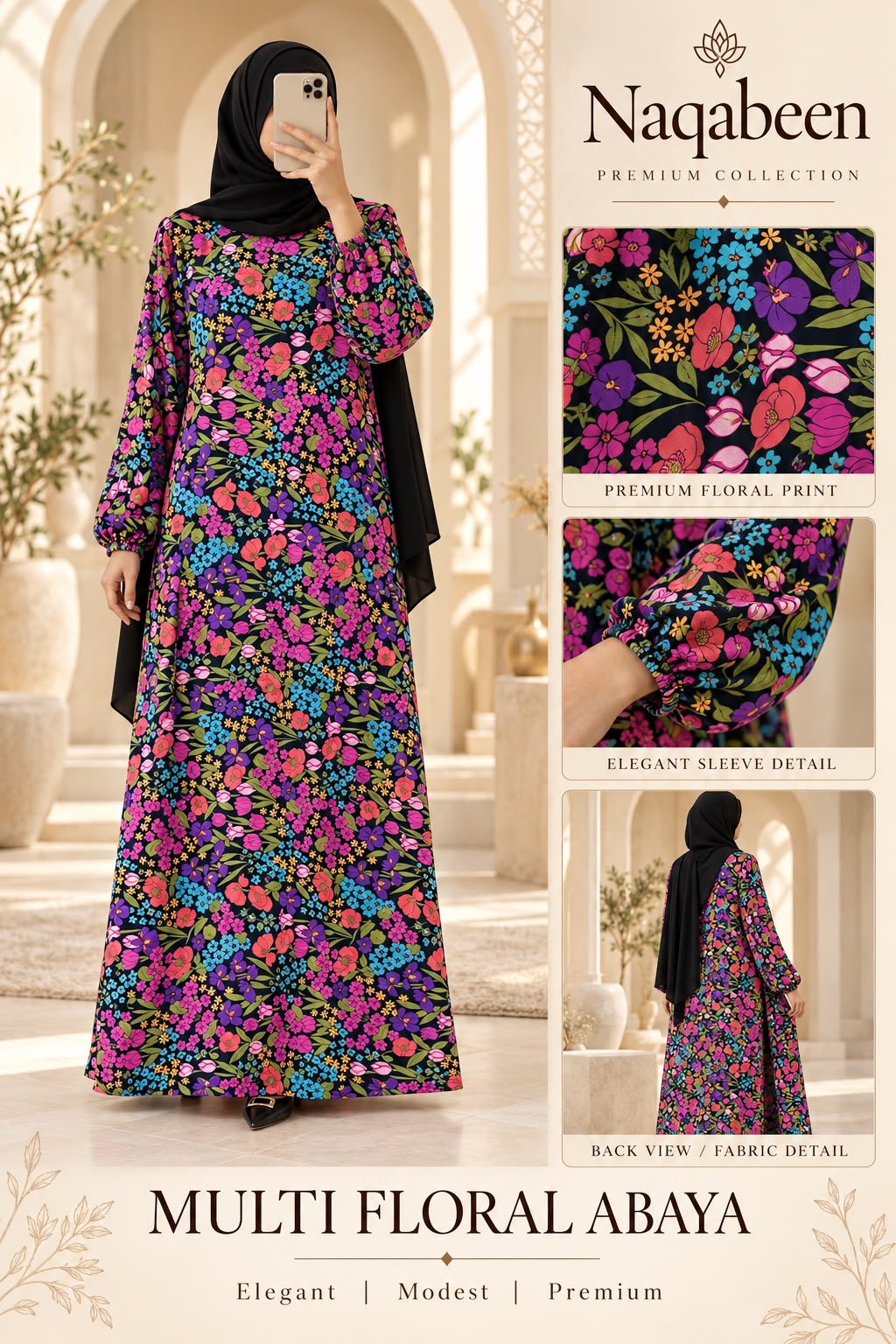 Multi Floral Abaya