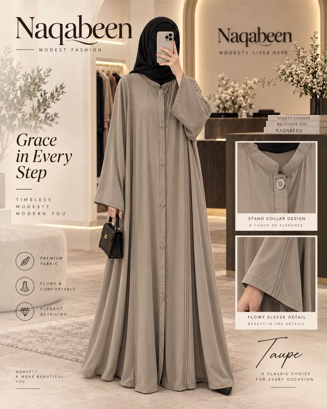 Open Front Tape Abaya