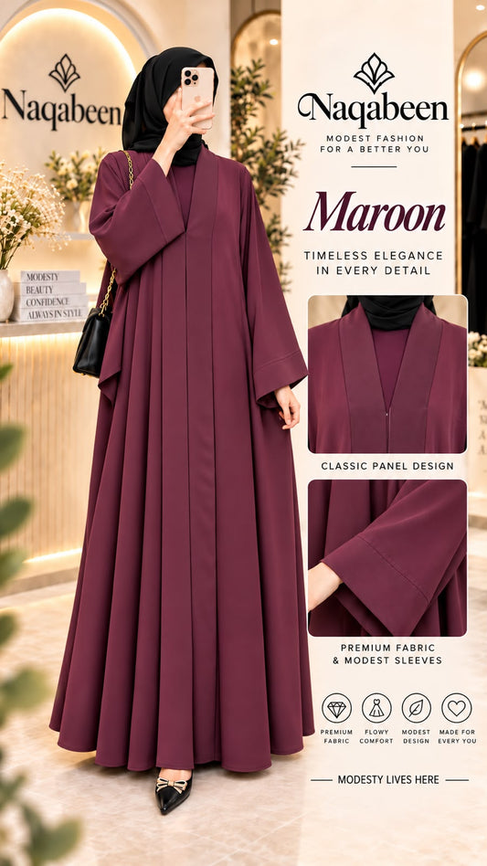 Pata Style Maroon Abaya