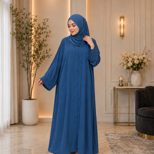 Pintex Abaya - Dusty Blue