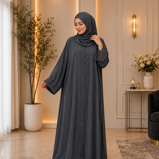 Pintex Abaya - Warm Gray