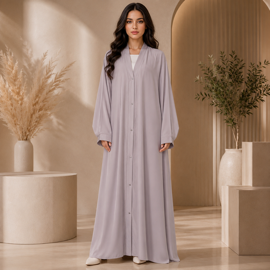 Plain Abaya - Light Gray