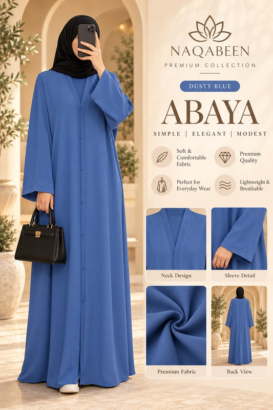 Plain Abaya - Dusty Blue