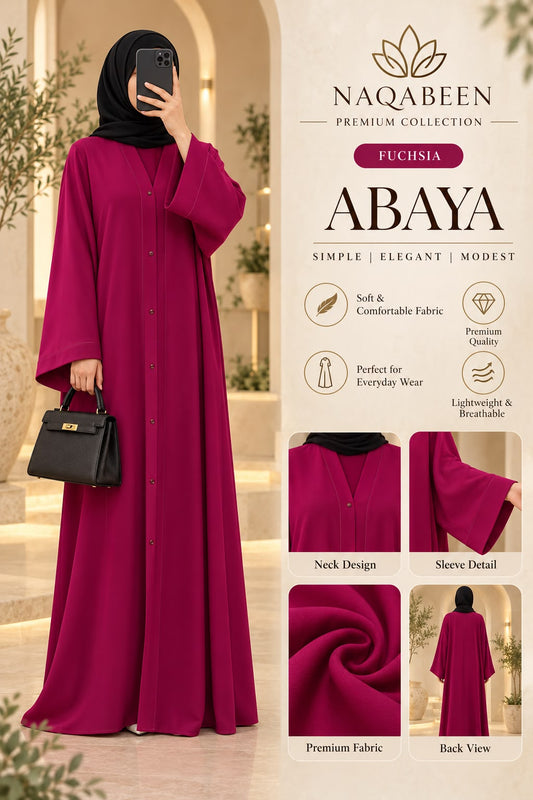 Plain Abaya - Fuchsia