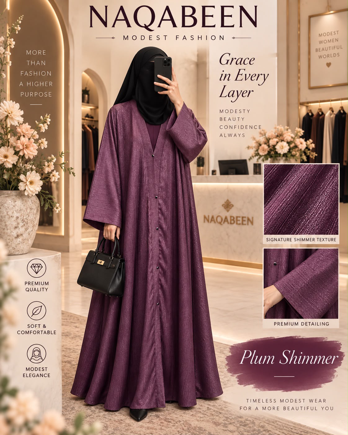 Shimmer Plum Abaya
