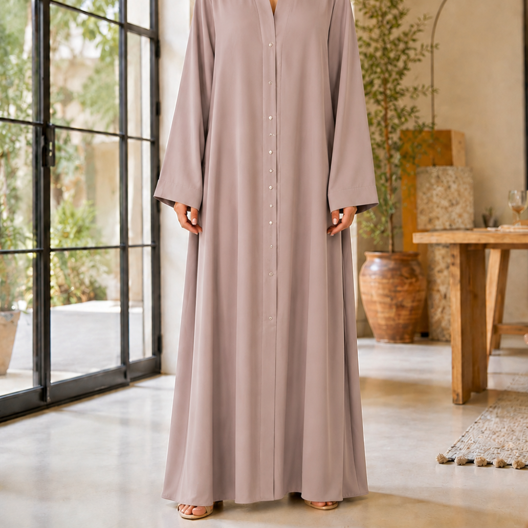 Plain Abaya - Dusty Pinik