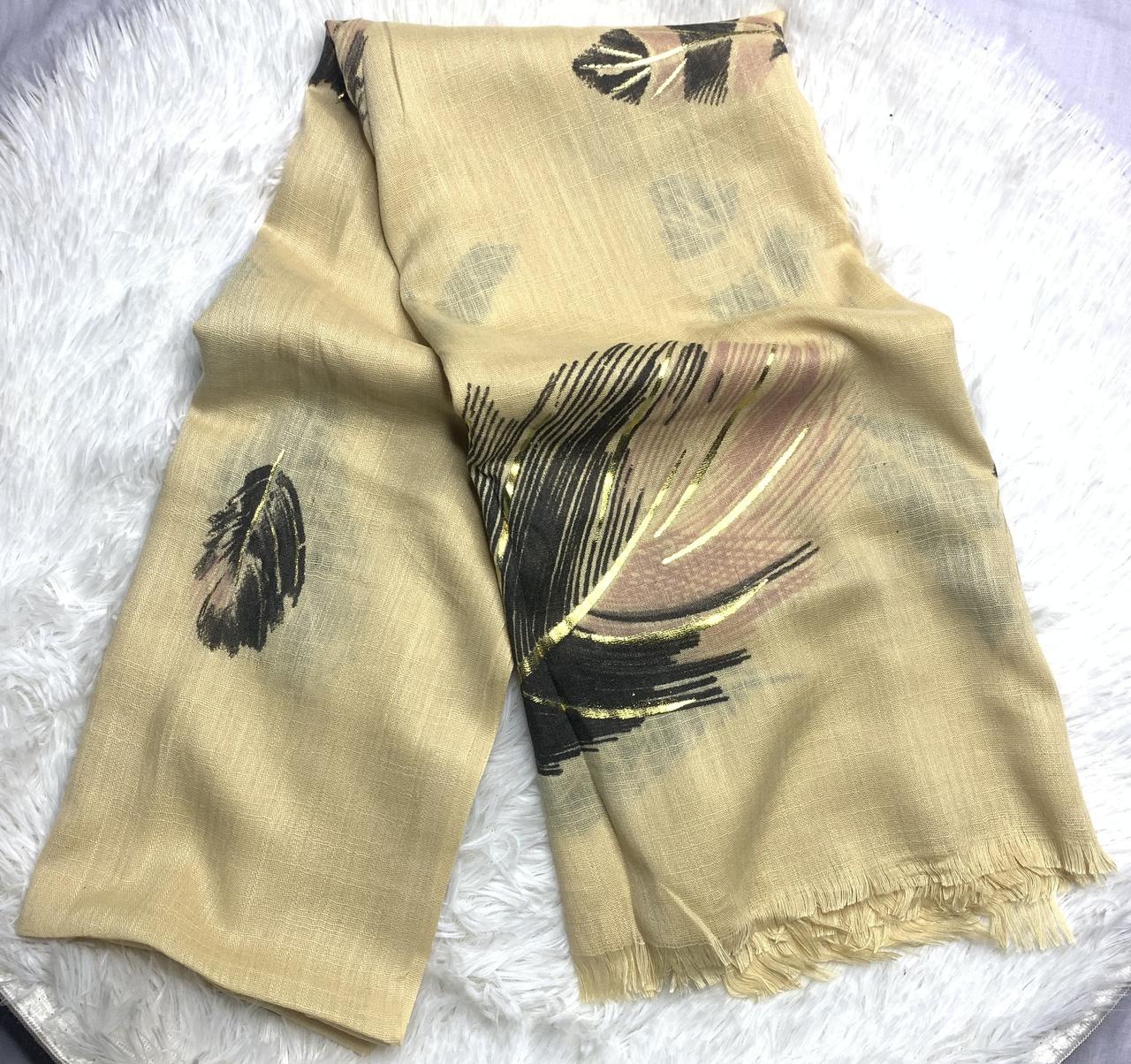 Leaf Printed Stoler - Butter Yellow