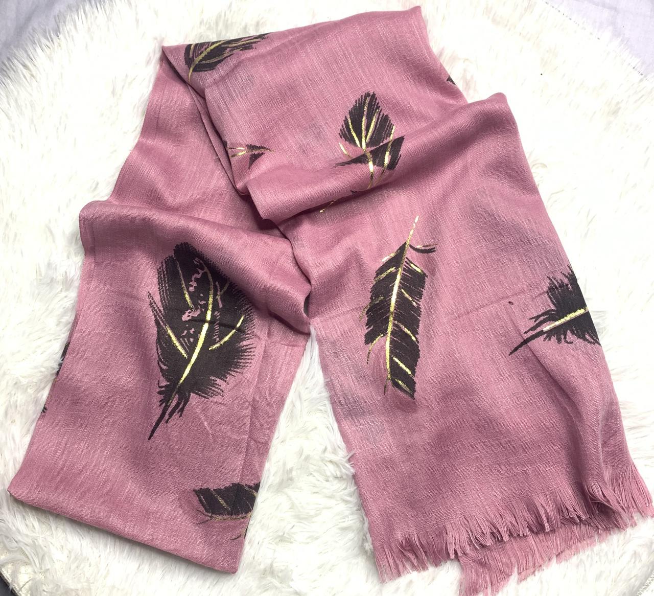 Leaf Printed Stoler - Sky Rose