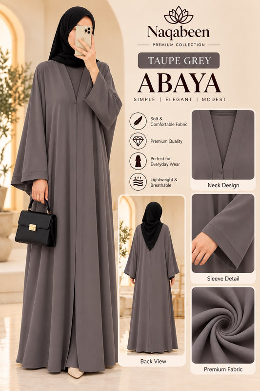 Plain Abaya - Taupe Grey
