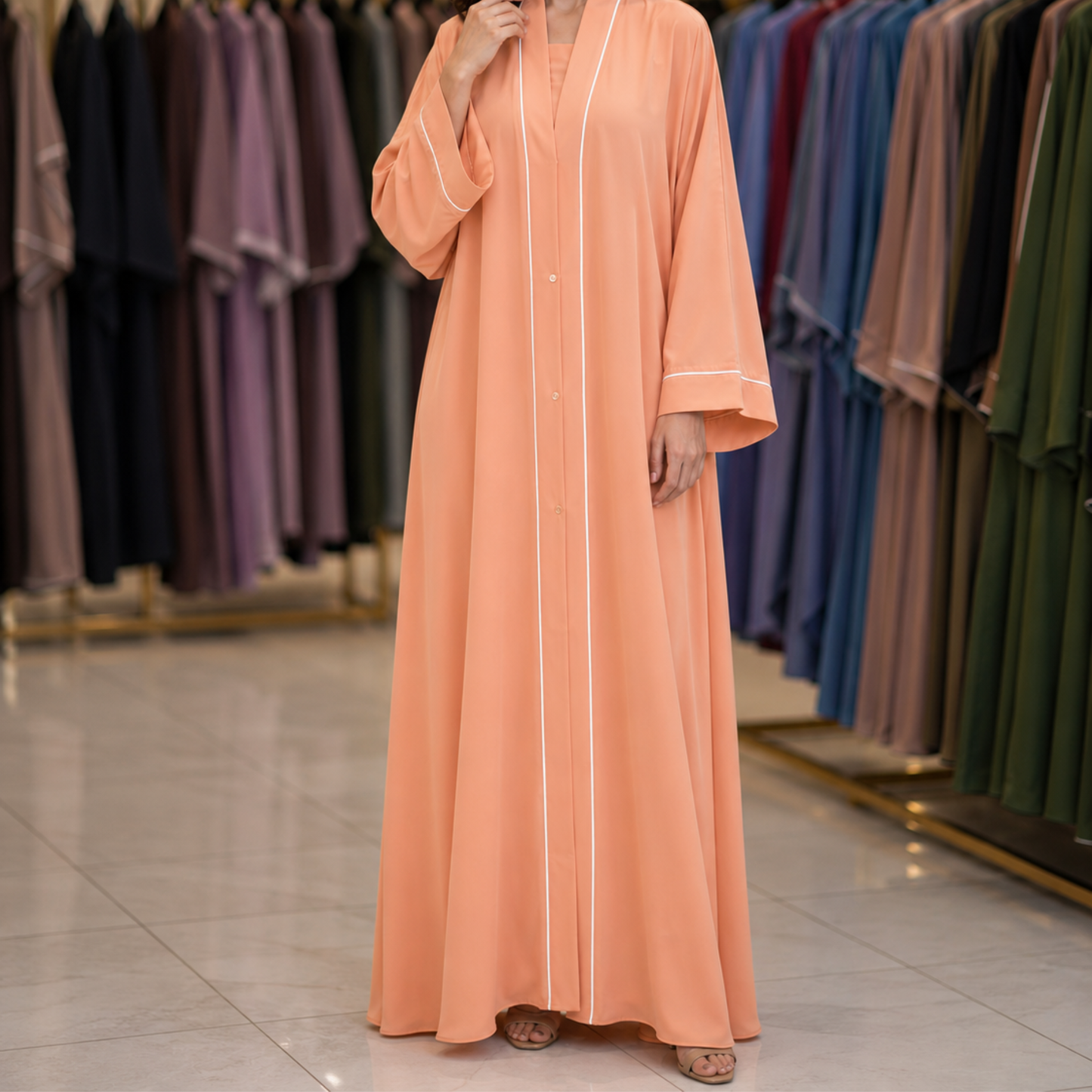 Pipin abaya - Light Coral Pink