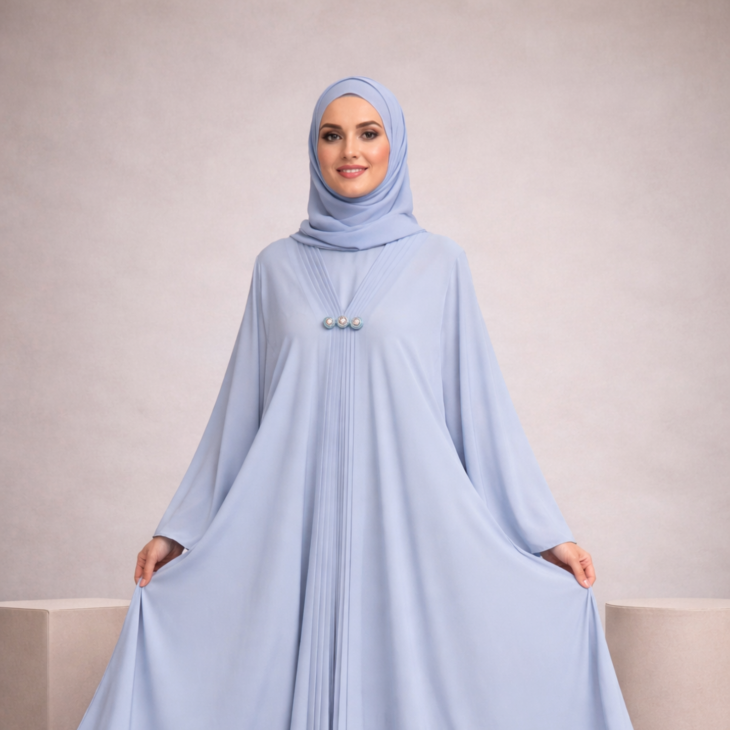 Dubai Style Abaya - Soft Periwinkel