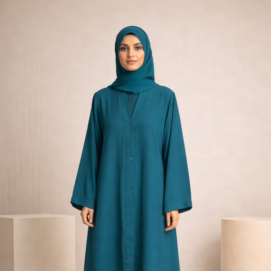 Plain Abaya - Peacock Green