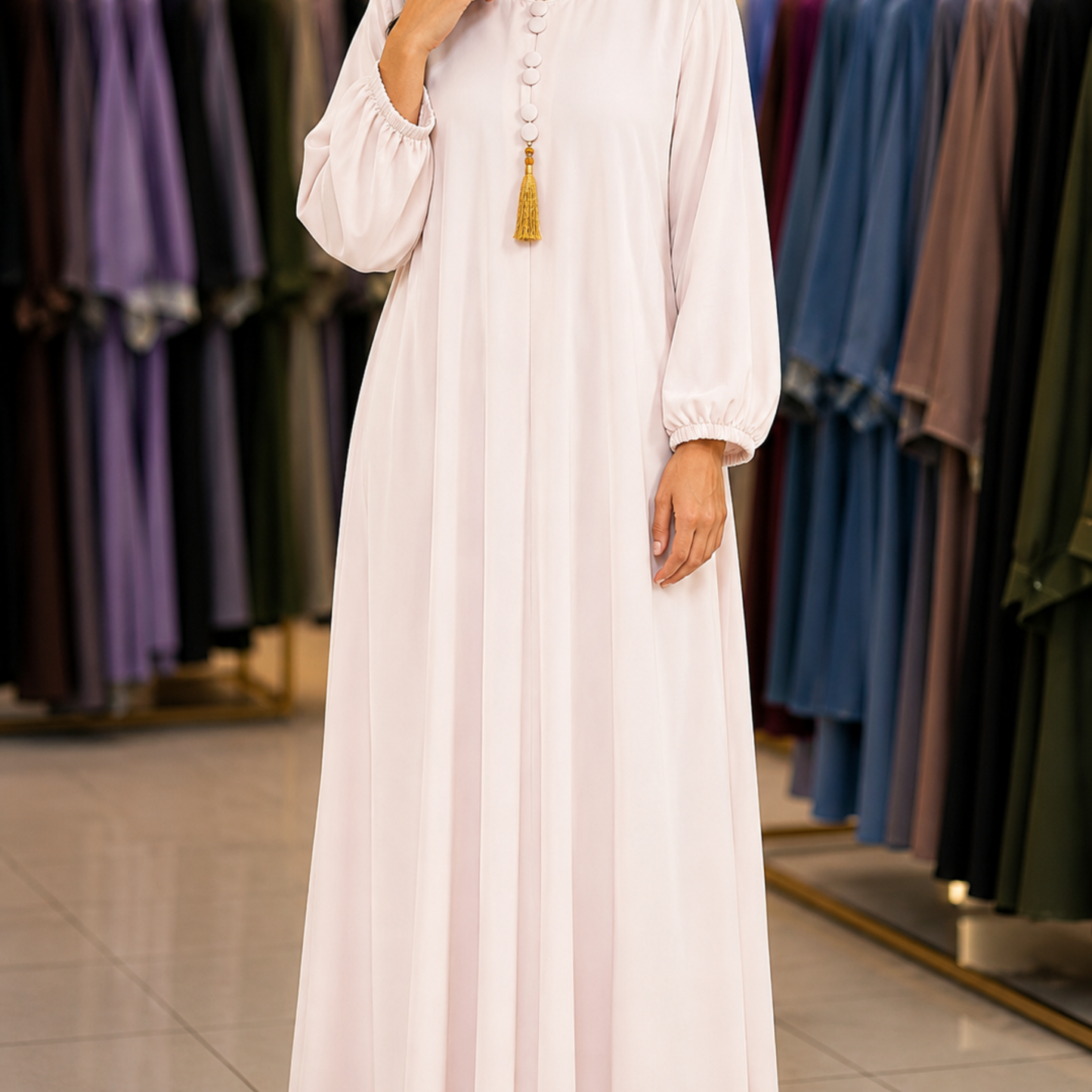Maxi tasal Abaya - Pearl Blush