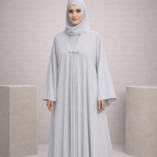 Dubai Style Abaya - Dove Grey