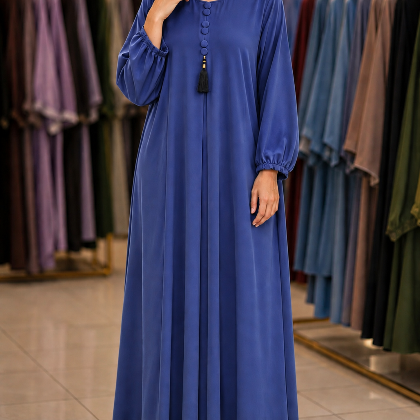 Maxi tasal Abaya - Slate Blue