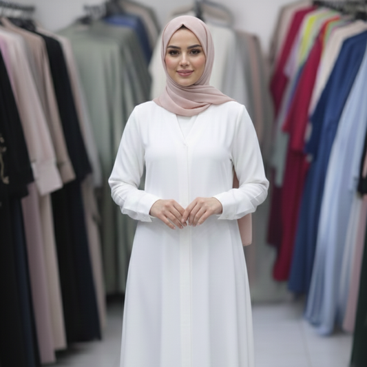 Plain Abaya - White