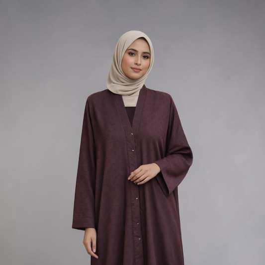 Print Abaya - Brown