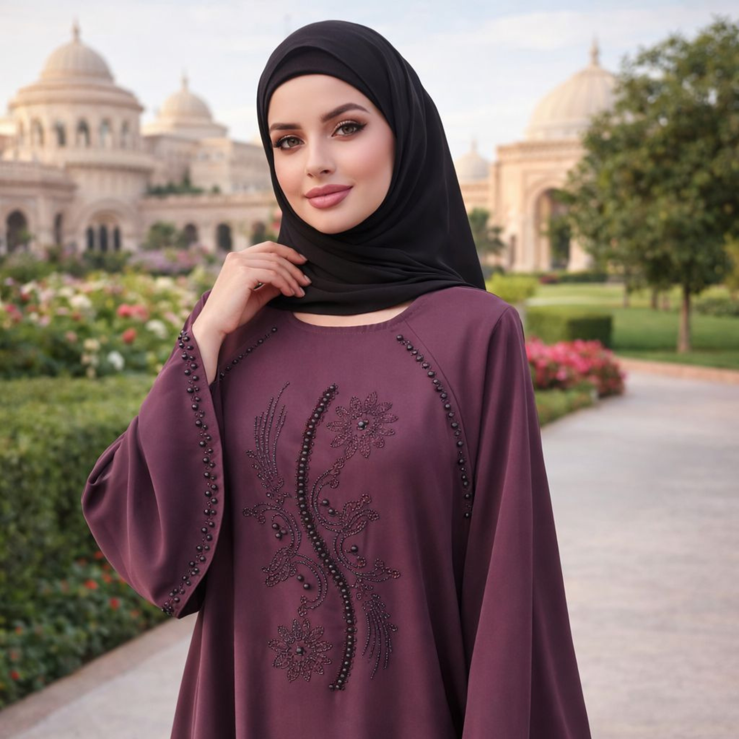 Chill design abaya - Maroon