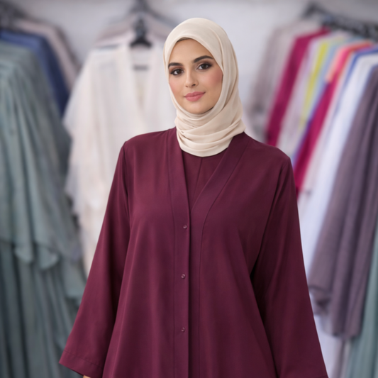 Plain Abaya - Maroon