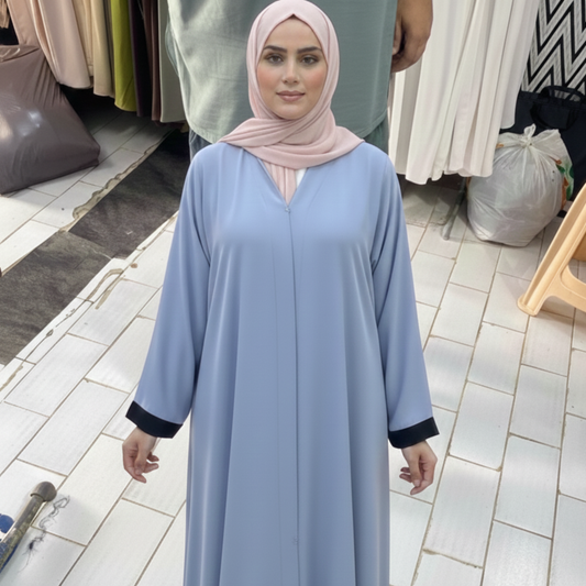 Plain Abaya - Swiss Blue