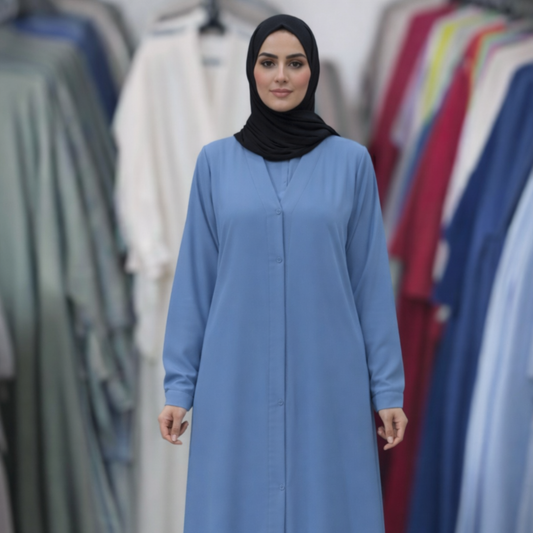 Plain Abaya - Steel Blue