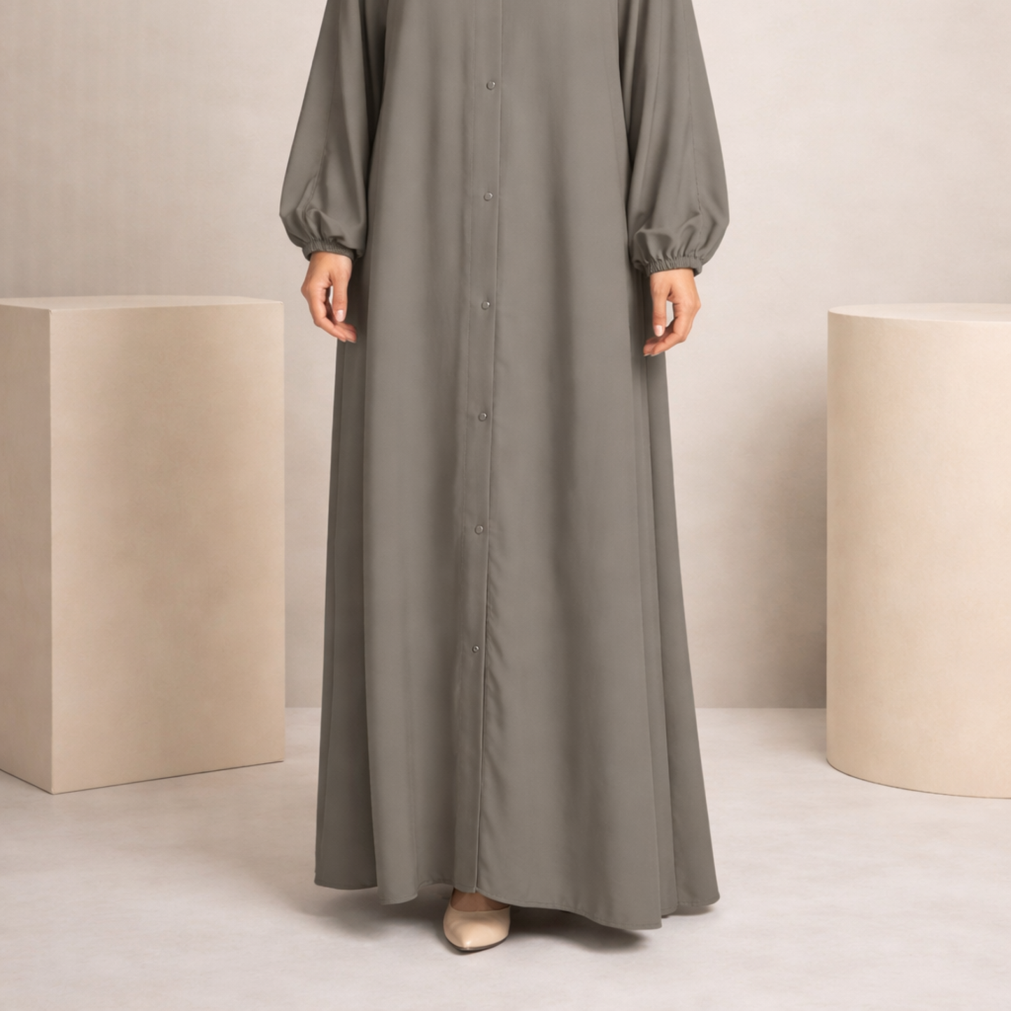 Plain Abaya - Natural Grey