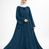 Big Flare Plain Abaya - Peacock Blue