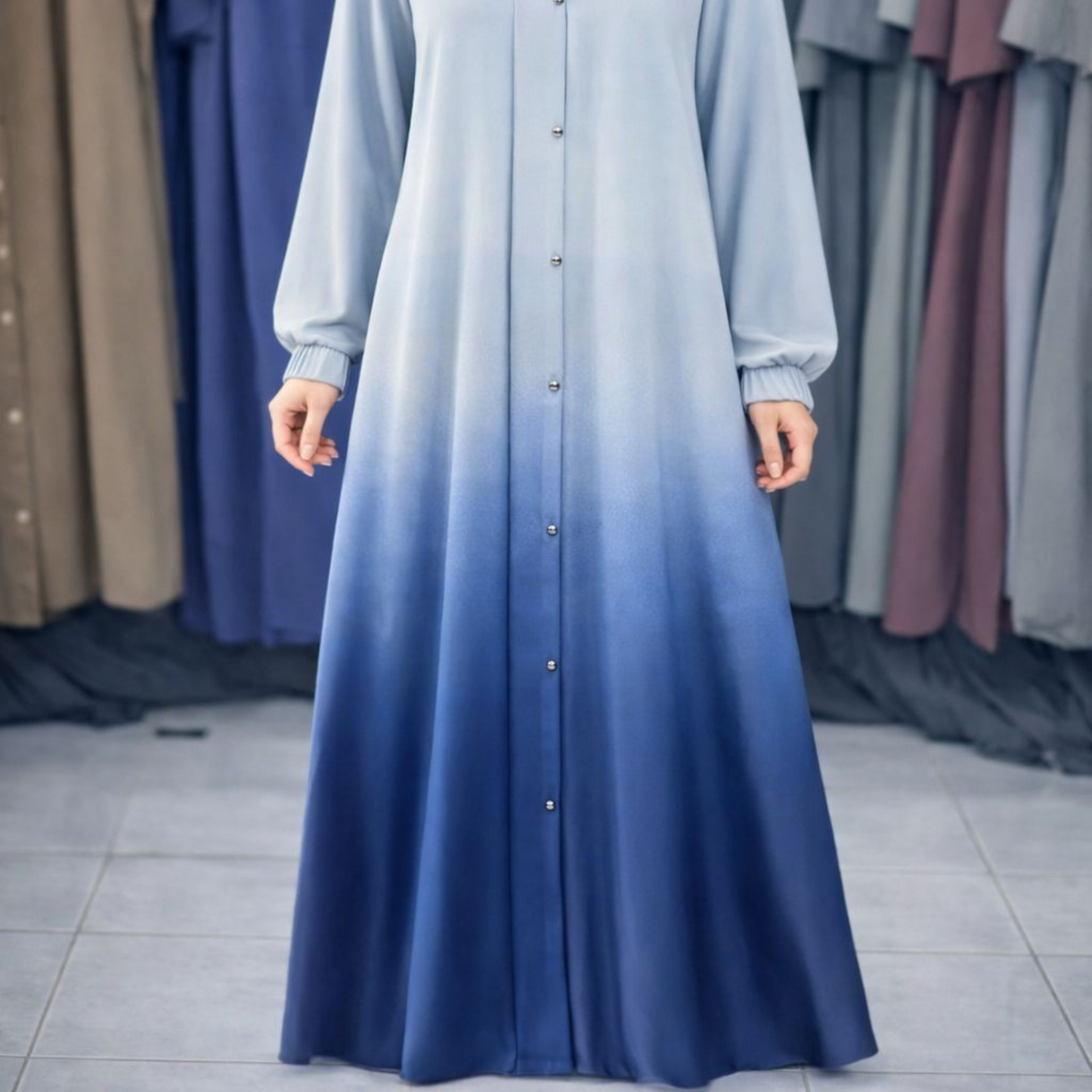 Tie and Die Abaya - Blue Shade